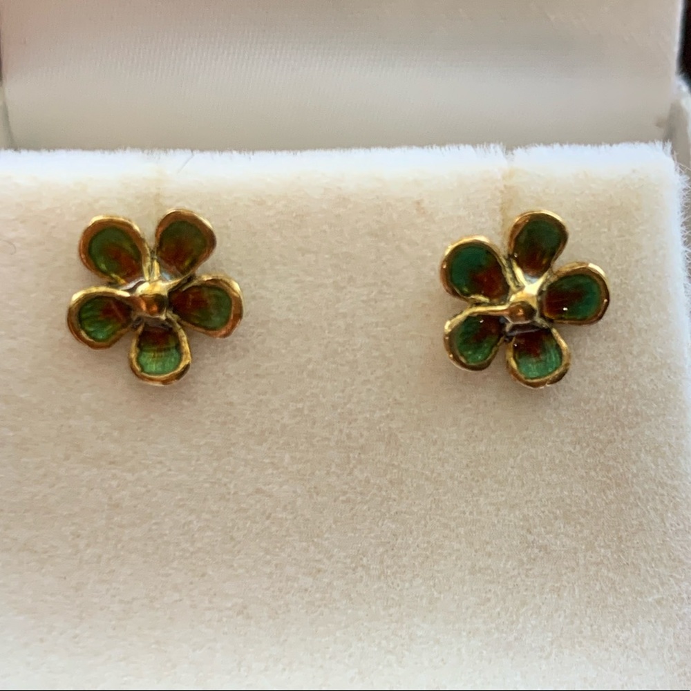 🎉HP🎉NWOT 14KY Enameled Flower Post Earrings